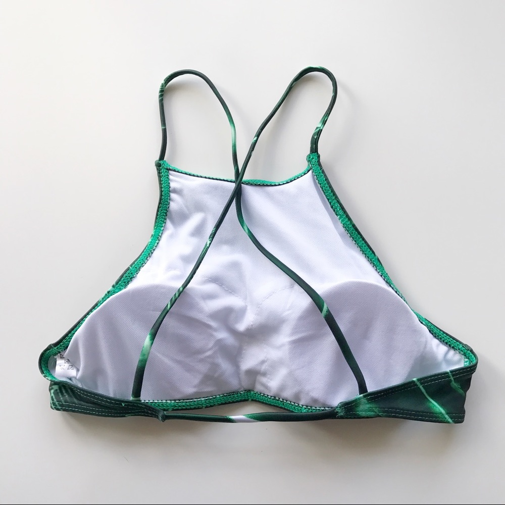 Banana / Palm Leaf Print High Neck Bikinis - Picture 4 of 7