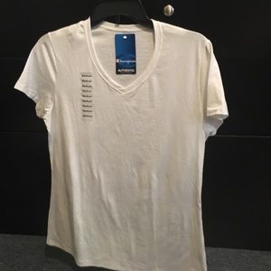 white short sleeve v neck