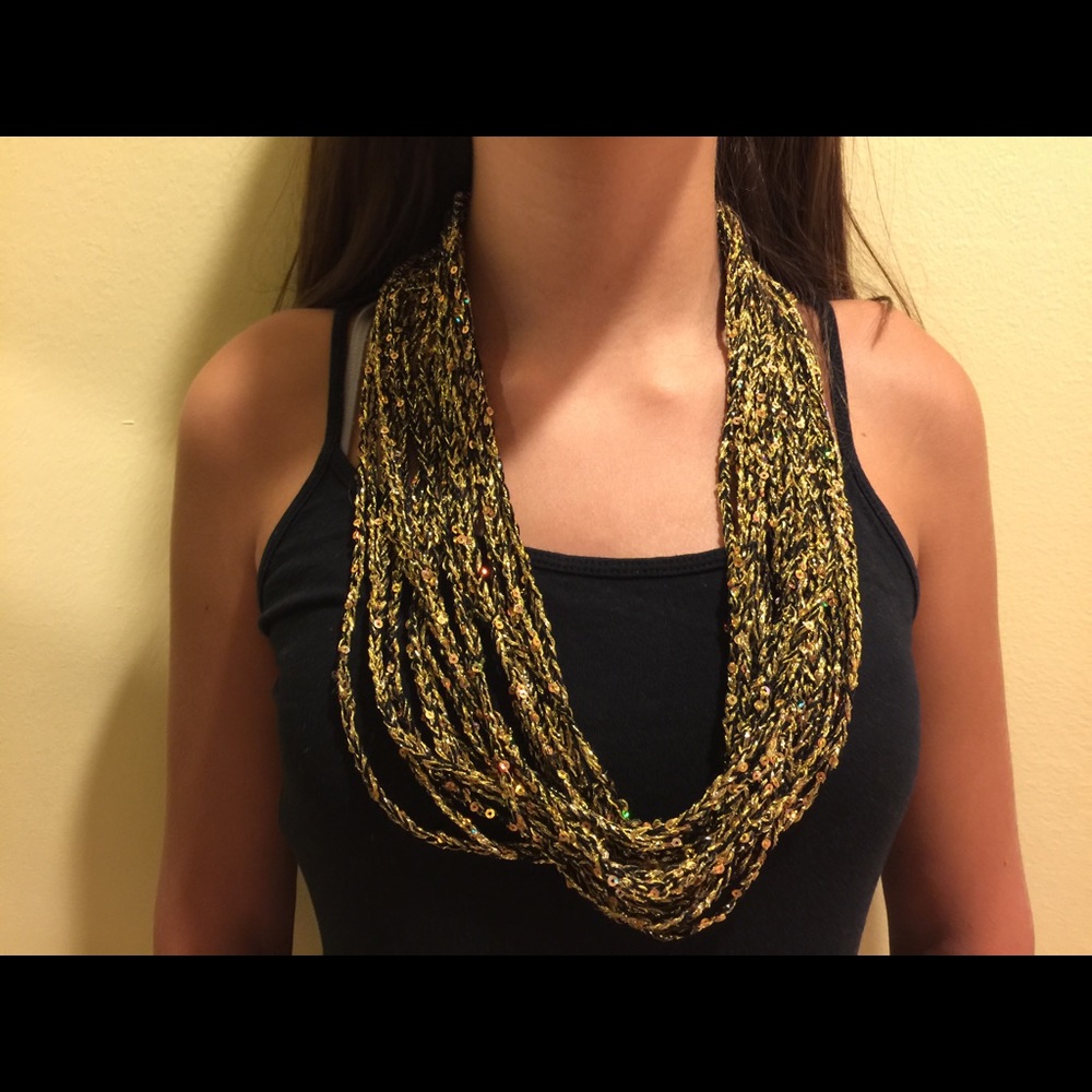 Gold and black scarf. (all creations handmade)
