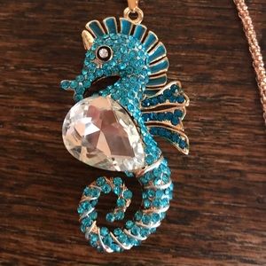 Turquoise seahorse necklace.