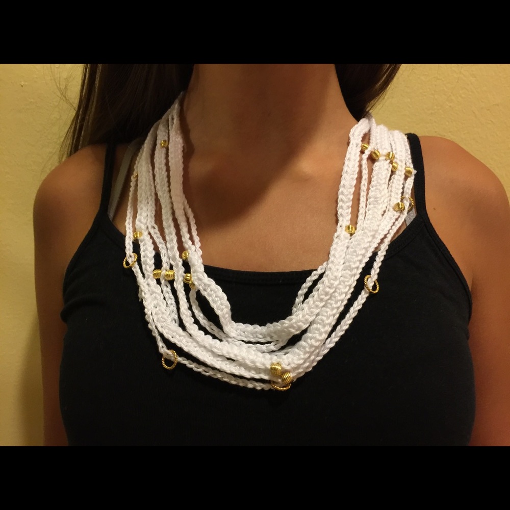 White necklace / scarf with charms