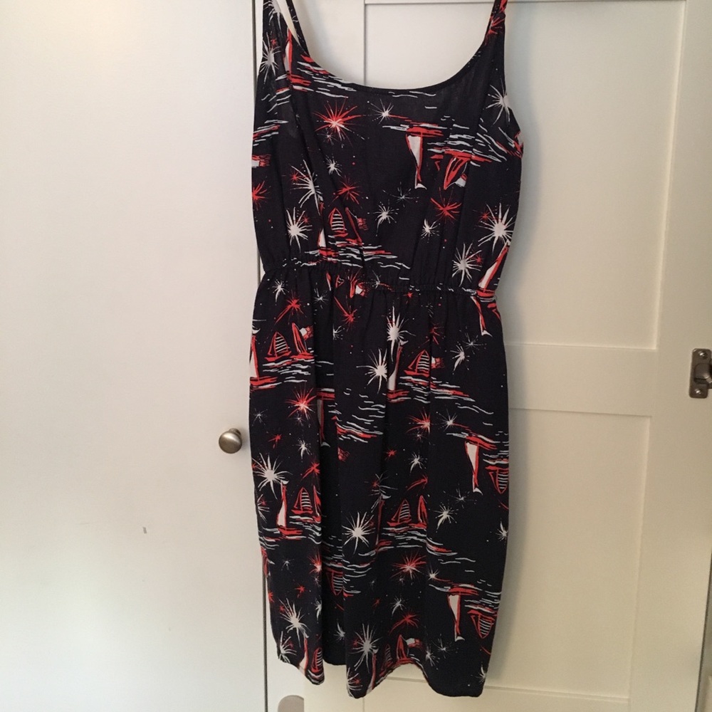 Navy dress with firework print