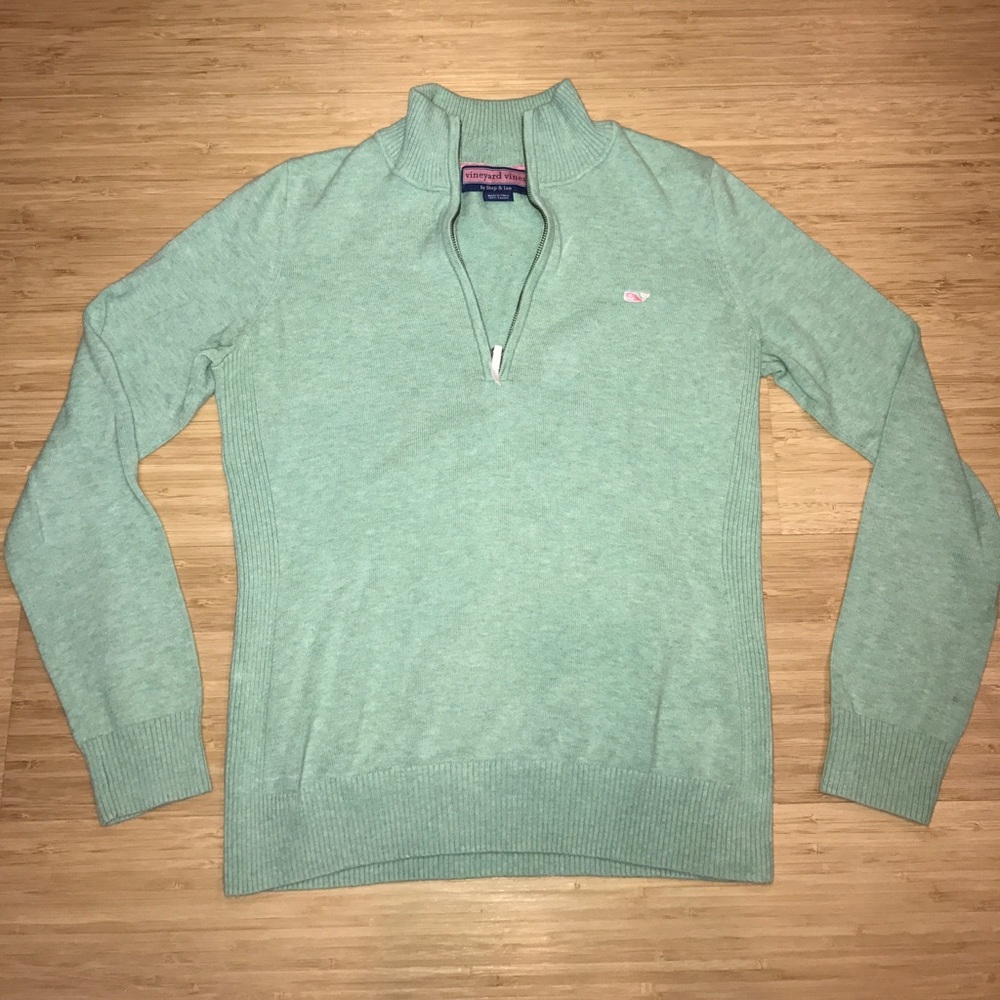 Vineyard Vines Green Quarter Zip Sweater