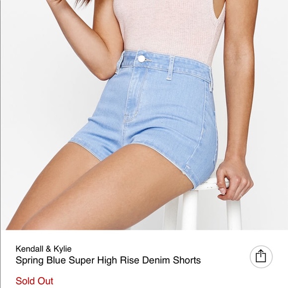 Kendall & Kylie Pants - Kendall & Kylie Blue Super High Rise Denim Shorts