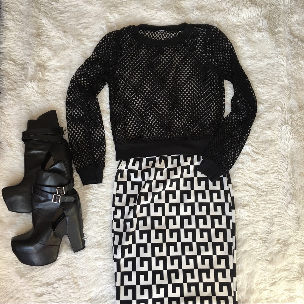 Black Fishnet Style Top