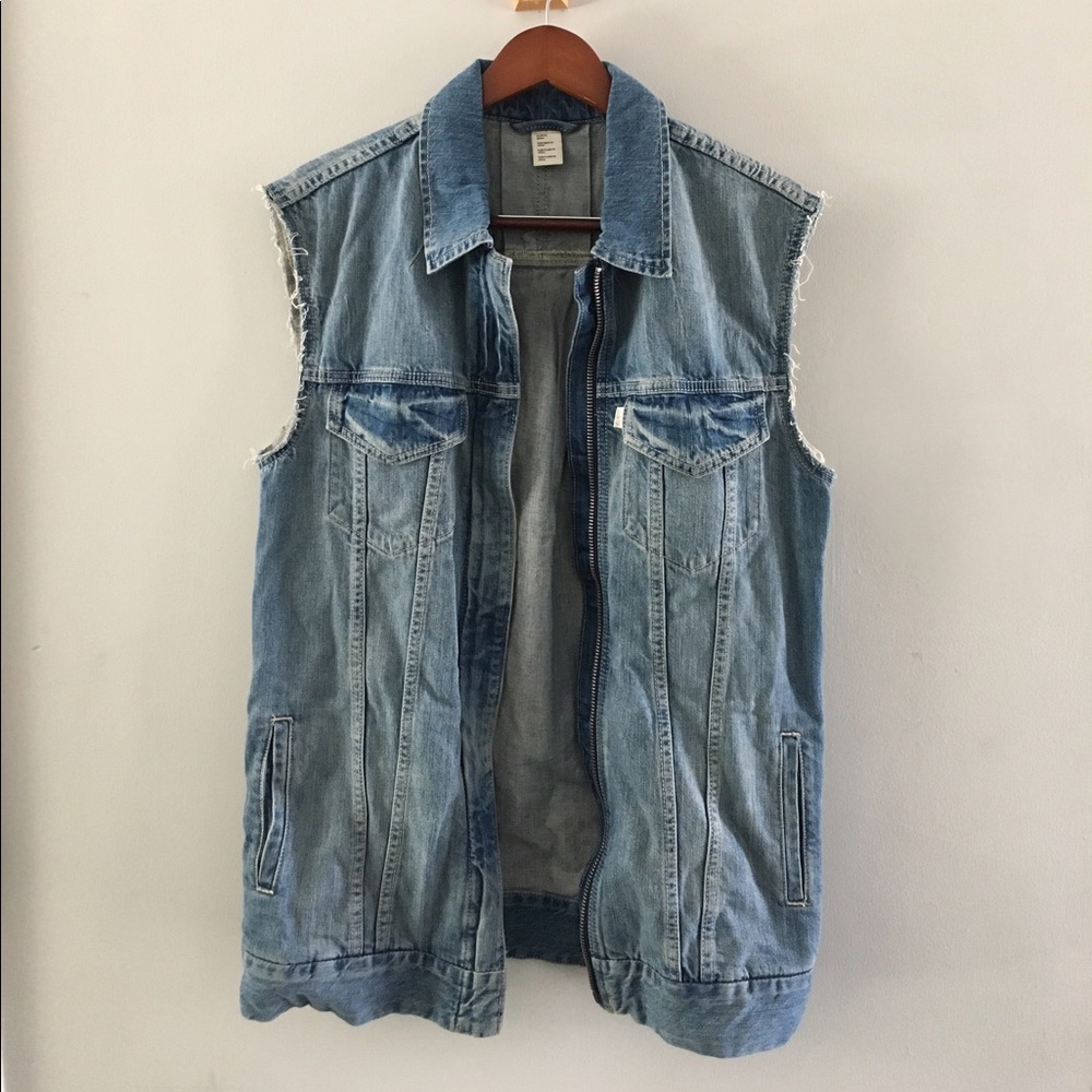 Levi's long denim vest dress w/ zippers