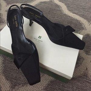 kate spade black satin heels sz 6.5