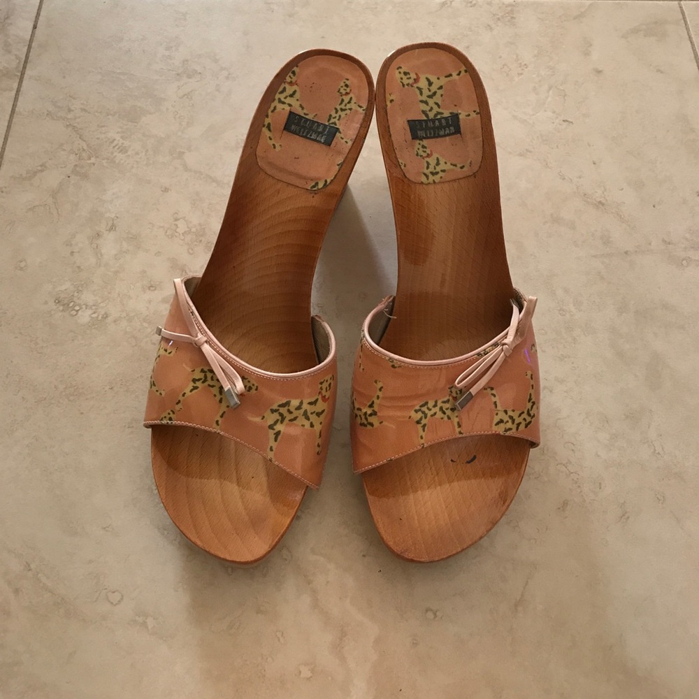 Stuart Weitzman wooden heeled mules
