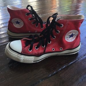 Red Converse high tops