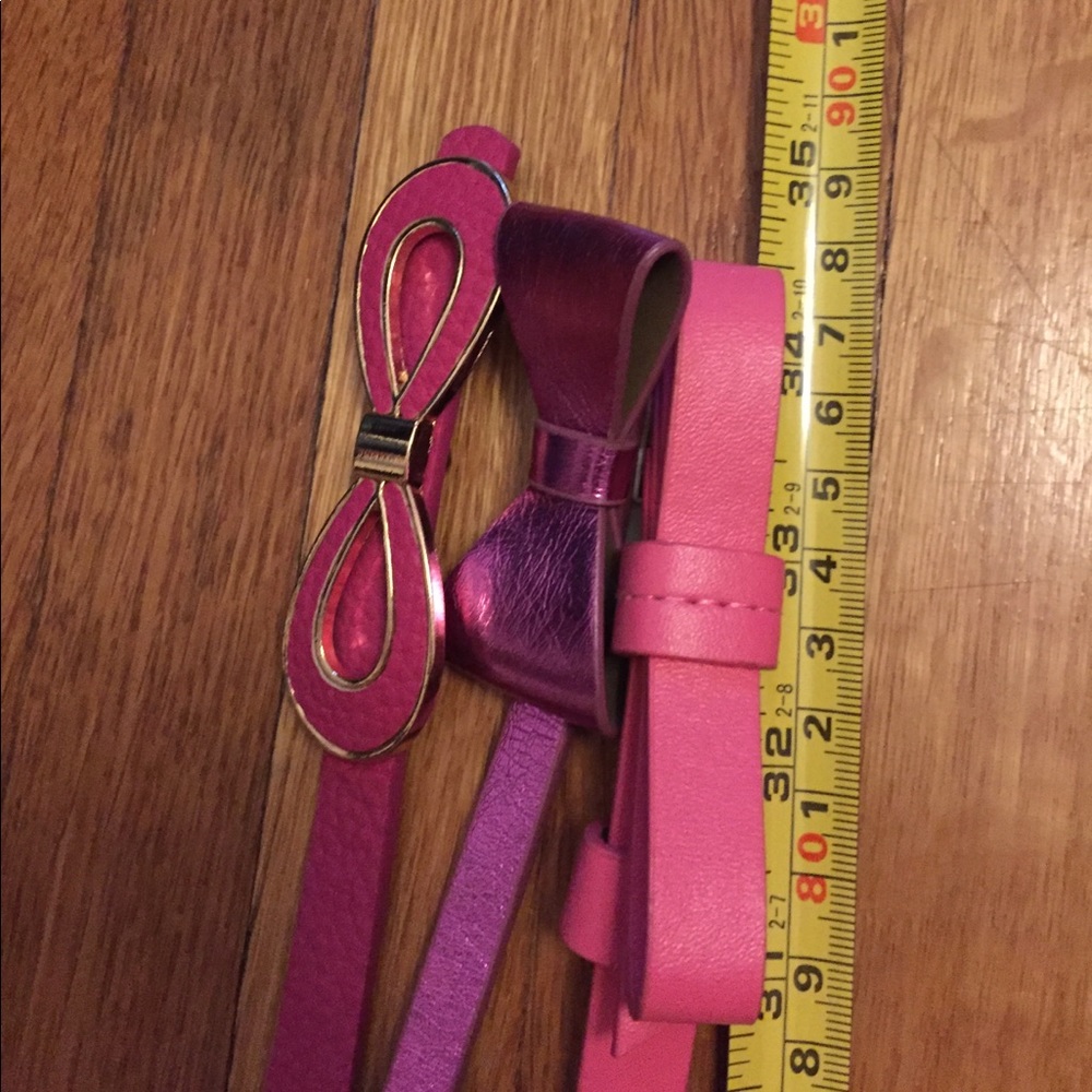 3 pink bow belts