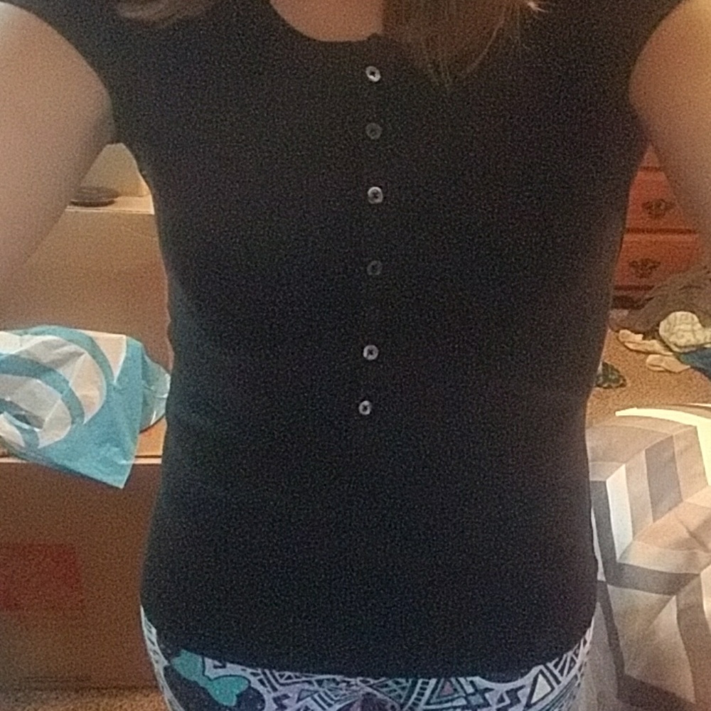 Black partial button up