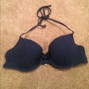 Navy blue lace bathing suit push up top