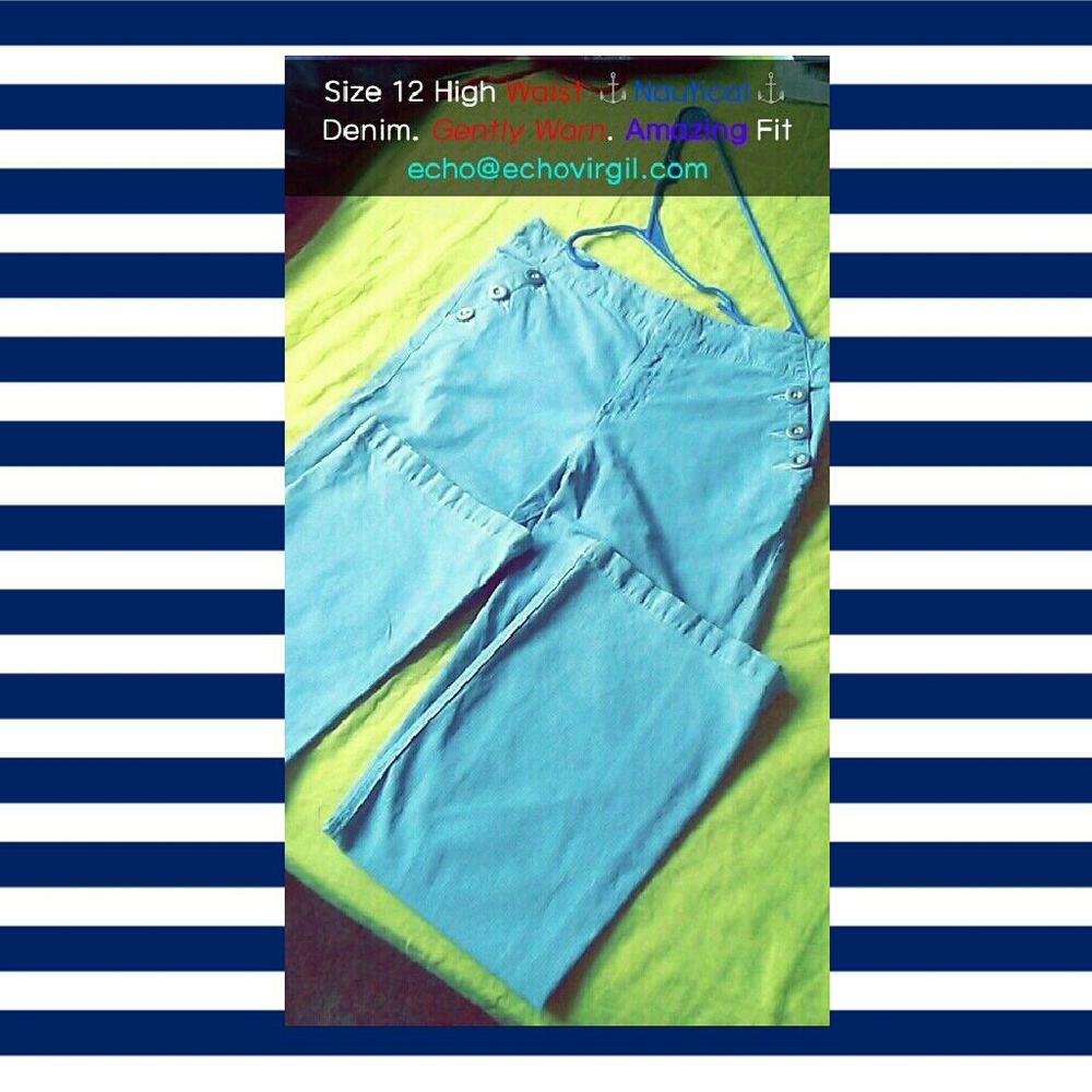 Wide Leg Striped High Waist Denim