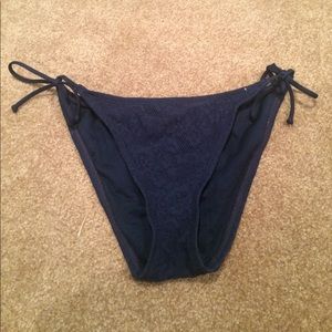 Navy blue lace string bikini bottom