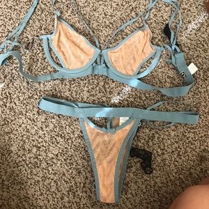 Blue and pink for love and lemons lingerie set