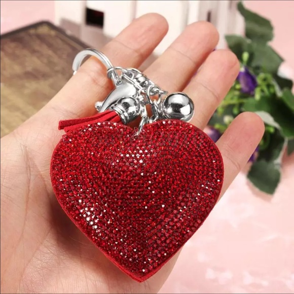 ❤️Heart Shaped Crystal Rhinestone Key chain/Charm - Picture 2 of 2