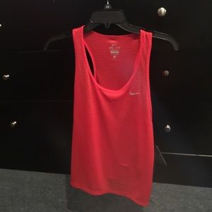 red sleeveless athletic top