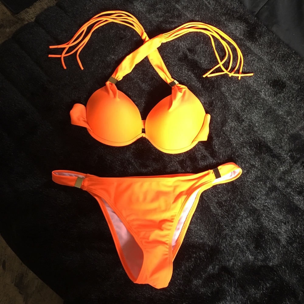 Never worn bright orange Victoria Secret bikini