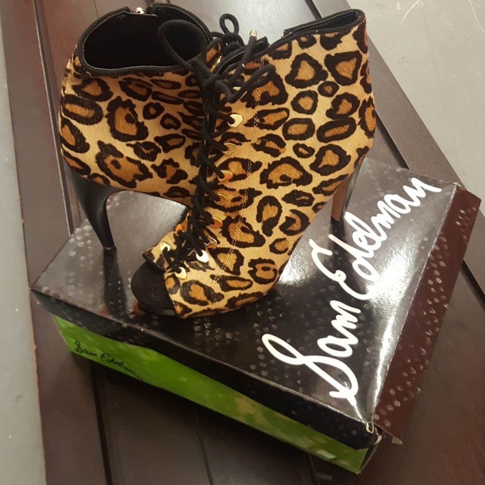Sam Edelman Cheetah Skin lace up Booties
