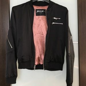 Nasty Gal "Not Today" Satin Bomber