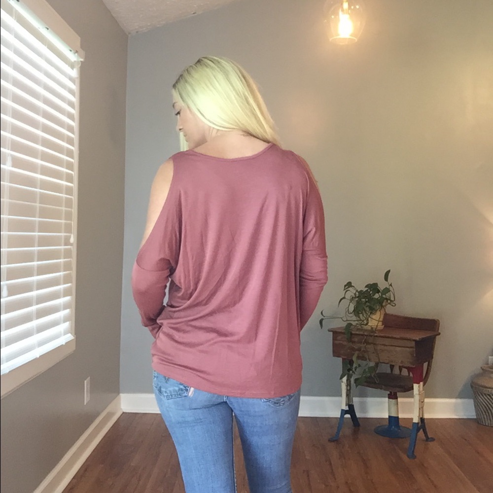 Mauve Cold Shoulder Blouse - Picture 7 of 7