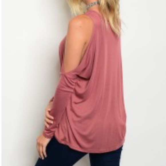 Mauve Cold Shoulder Blouse - Picture 2 of 7