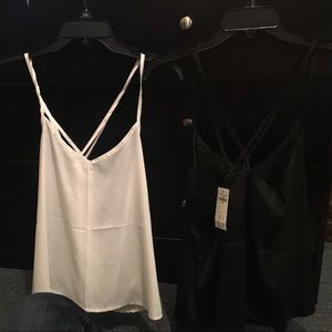 black cami and white cami