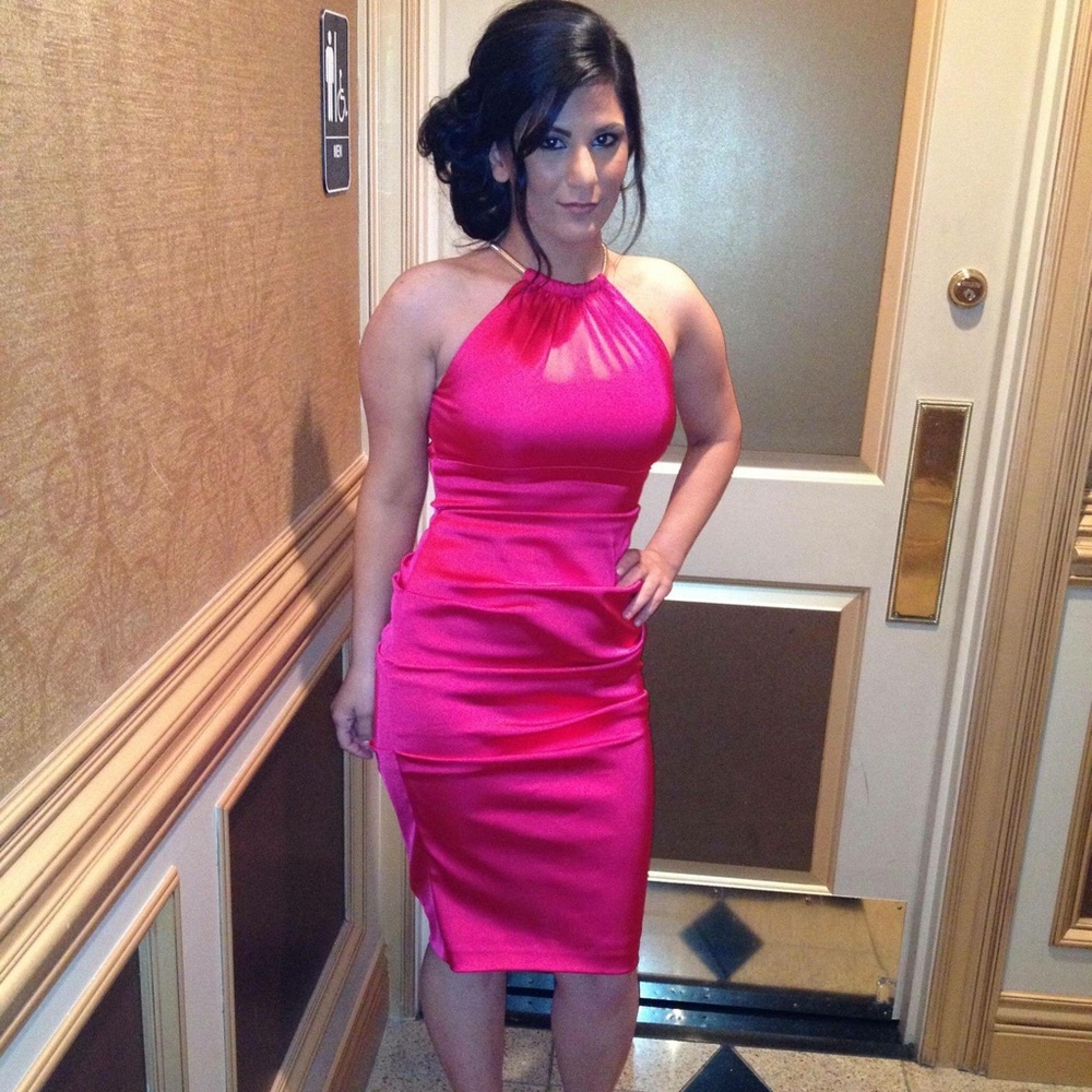 Hot pink cache dress great for weddings or parties