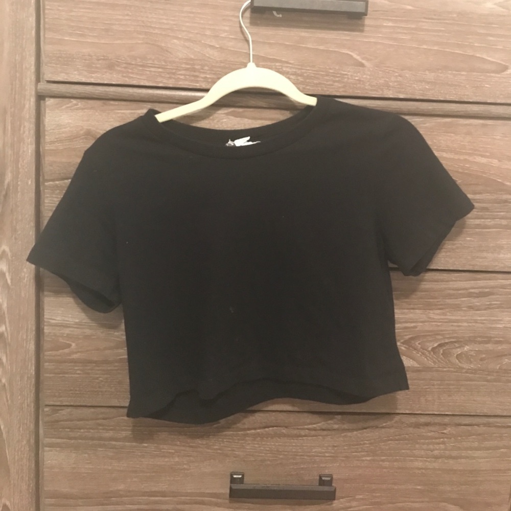 Basic black boxy crop top