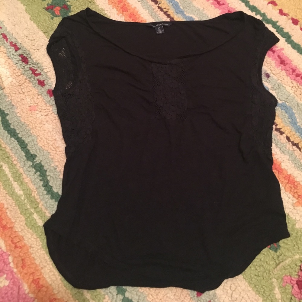 Black Top with Lace Detailing