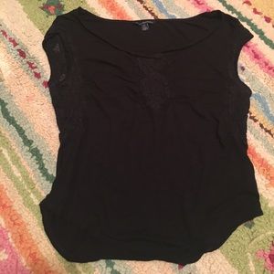Black Top with Lace Detailing