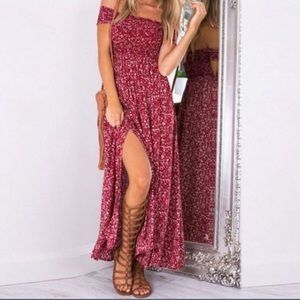 FINAL PRICE Boho off the shoulder maxi dress