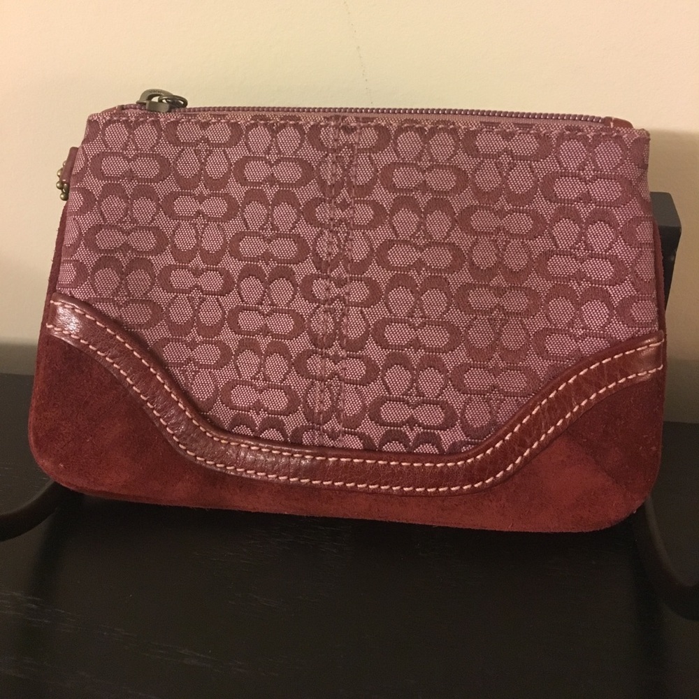 Coach monogram maroon wristlet