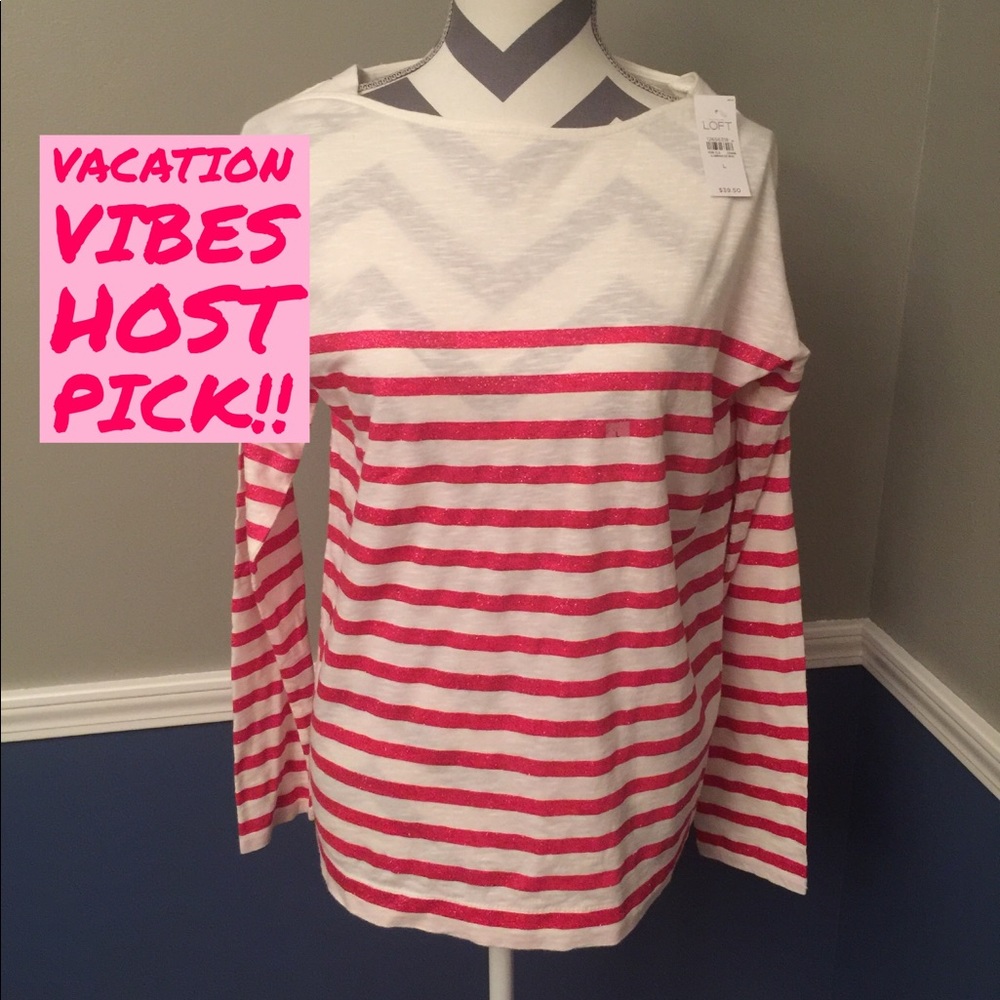 NWT white shirt w pink subtle sparkles