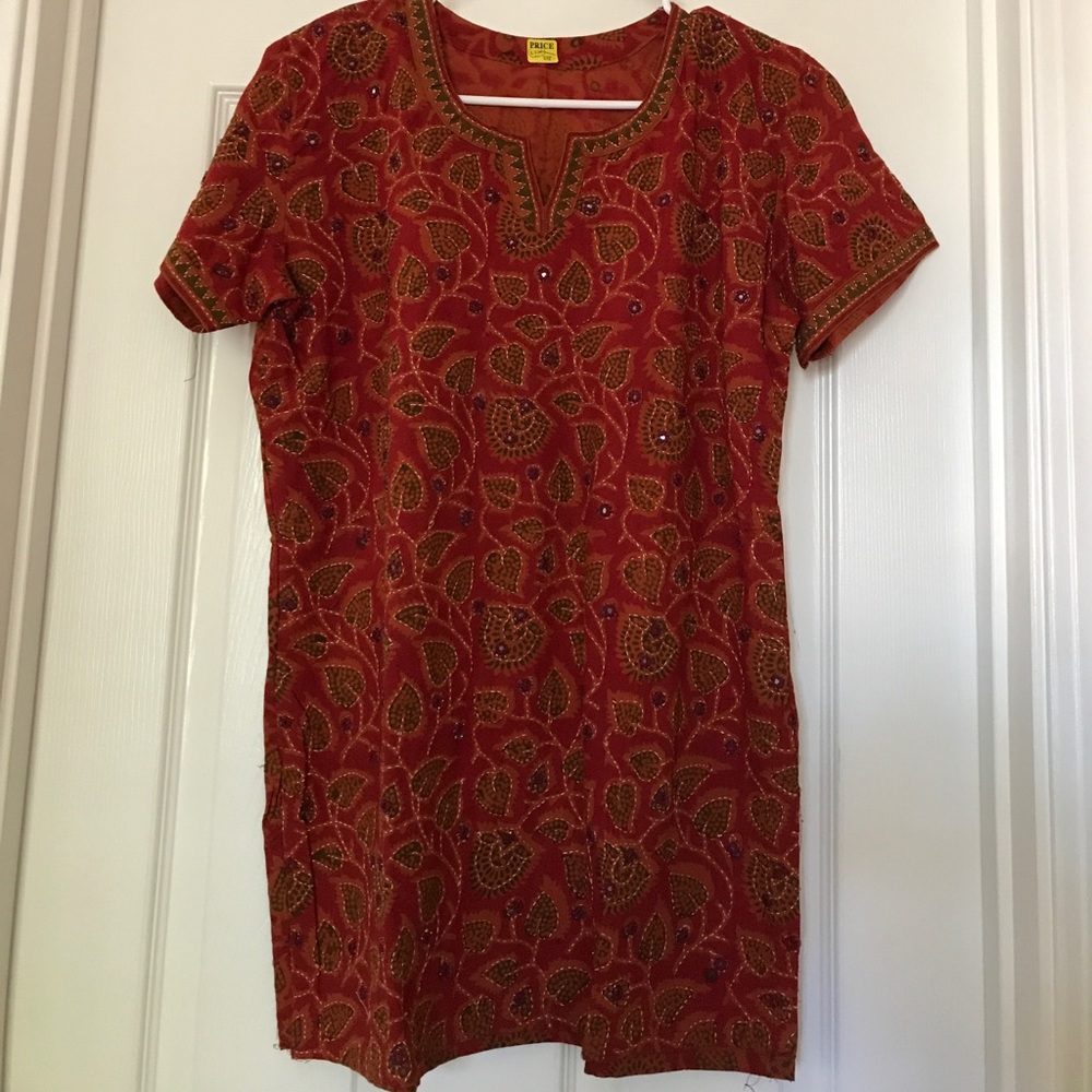 NEW Red Printed Cotton Kurti (K42)