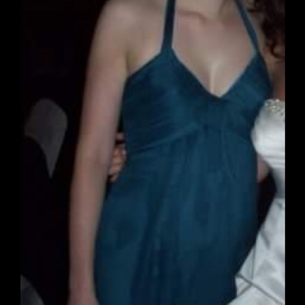 Gorgeous Teal Amsale chiffon dress.