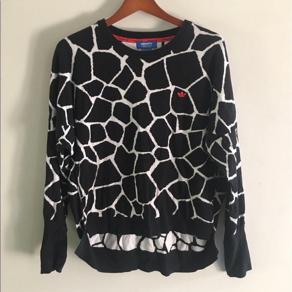 Adidas giraffe pattern knit sweater