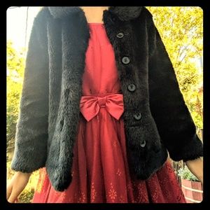 Kids Gymboree black faux fur coat