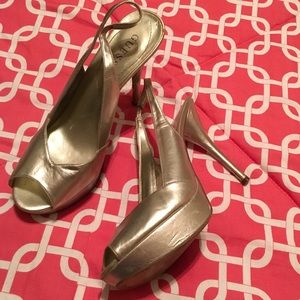 Gold platform slingback