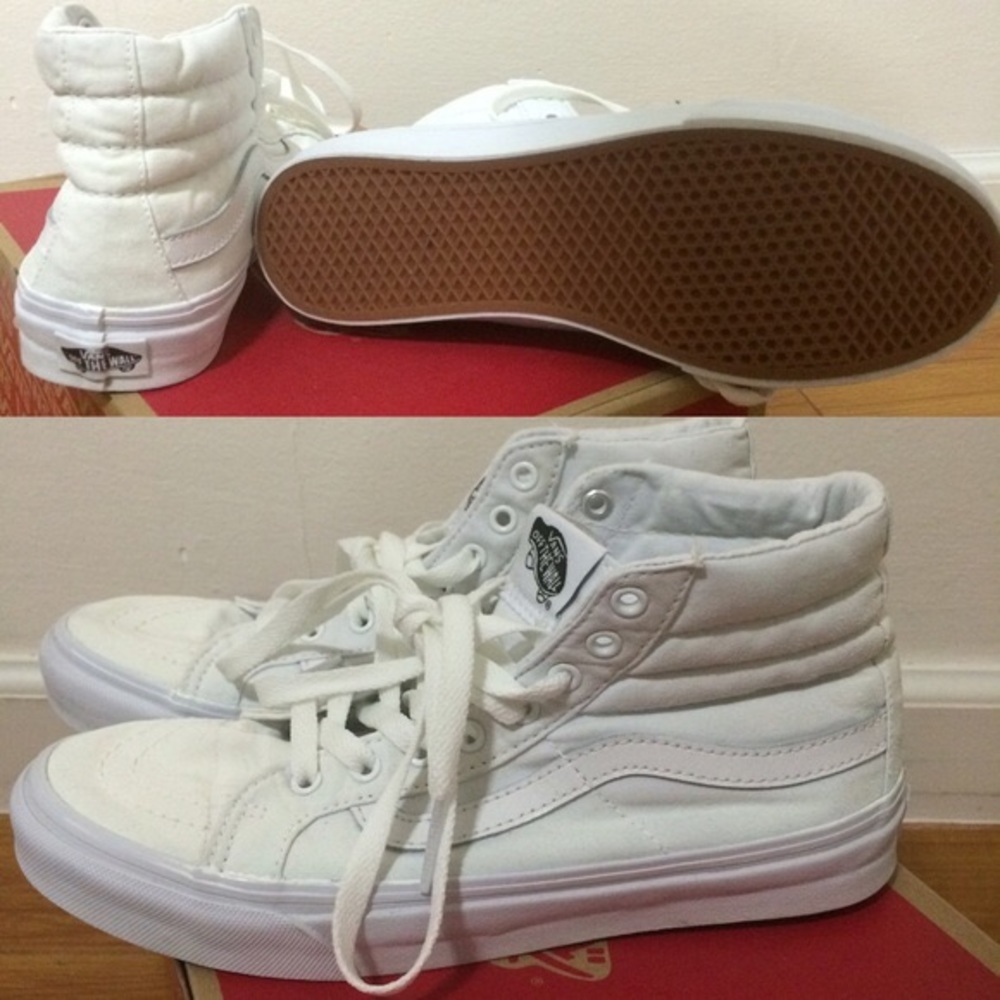 White size 7 1/2 skate hi vans