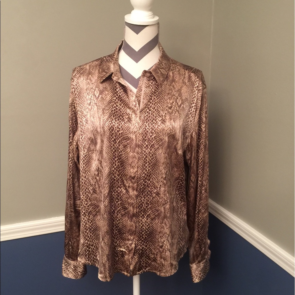 Snake Print Button Down Shirt - image 1