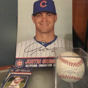 Justin Grimm autographed ball and picture.