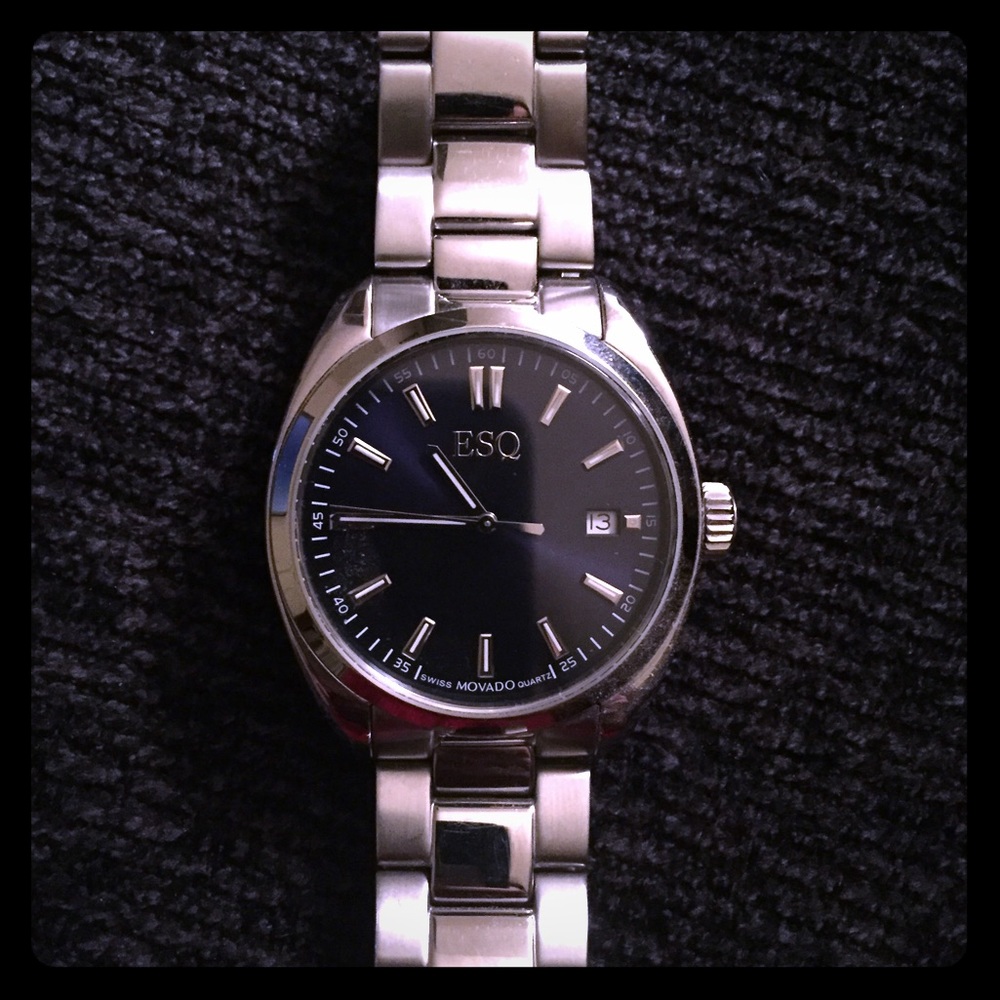 (ESQ by Movado) sterling silver wristwatch.