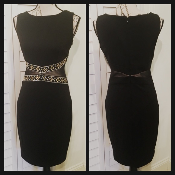 NWT Stunning Sleeveless Embellished Black Dress - Picture 6 of 7