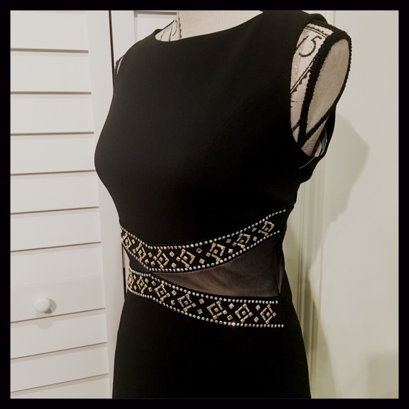 NWT Stunning Sleeveless Embellished Black Dress - Picture 4 of 7