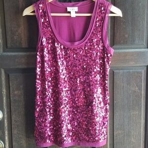 Ann Taylor Loft pink sleeveless sequined top