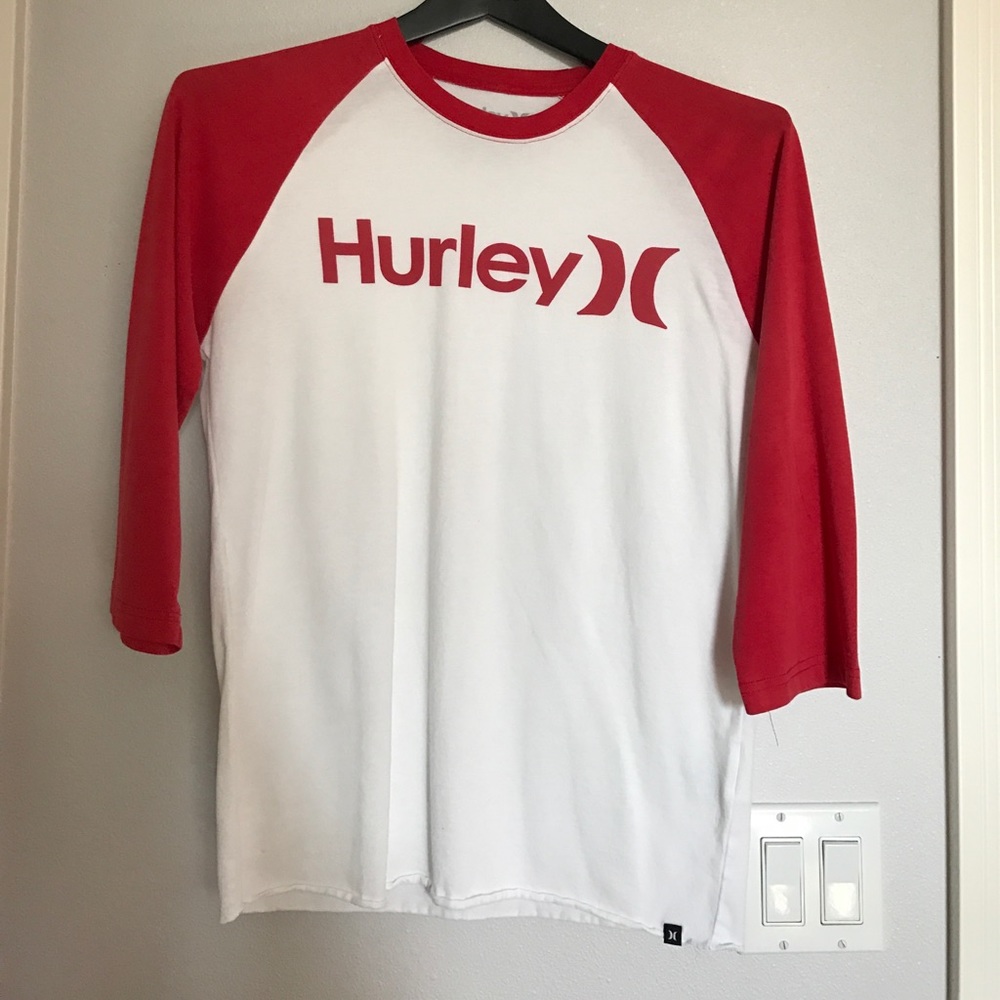 Nike Hurley DriFit Baseball Henley Small Red