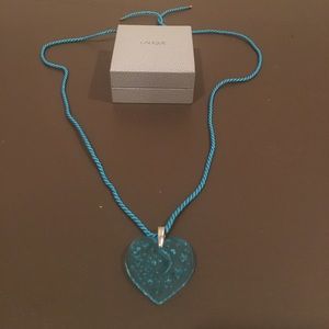 Lalique turquoise glass pendant necklace