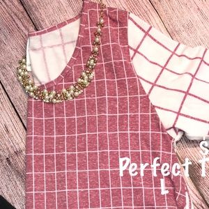 NWT Lularoe Large Pink White Perfect T