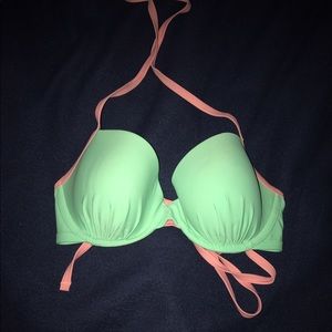 Teal and pink aerie halter xc back